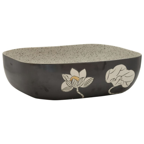 Berkfield Countertop Basin Grey and Black Rectangular 48x37.5x13.5 cm Ceramic 1
