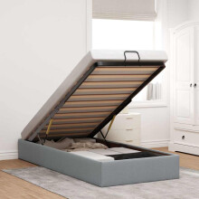 Berkfield Ottoman Bed Frame without Mattress Light Grey Single Fabric
