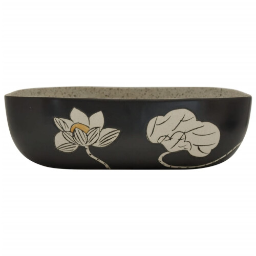 Berkfield Countertop Basin Grey and Black Rectangular 48x37.5x13.5 cm Ceramic 2
