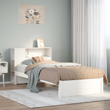 Berkfield Bookcase Bed without Mattress White 75x190cm Small Single Solid Wood Pine