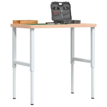 Berkfield Workbench 100x60x(73-99.5) cm Solid Wood Beech Rectangular