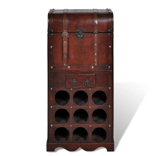 Berkfield Wooden Wine Rack for 9 Bottles with Storage 1