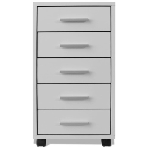 Berkfield Office Drawer Unit with Castors 5 Drawers White 2