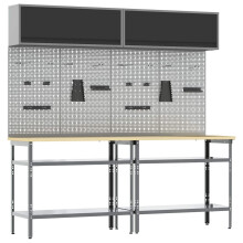 Berkfield Work Bench Set 8 pcs Black and Grey Powder-Coated Steel