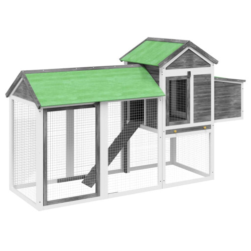 Berkfield Chicken Coop Grey 193x65x117 cm Solid Wood Pine 1