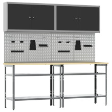 Berkfield Work Bench Set 8 pcs Black and Grey Powder-Coated Steel