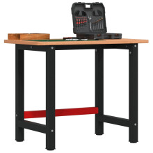 Berkfield Workbench 100x60x81.5 cm Solid Wood Beech Rectangular