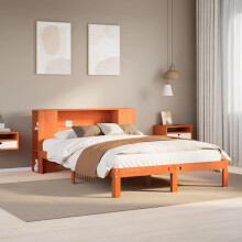 Berkfield Bookcase Bed without Mattress Wax Brown 135x190 cm Doouble Solid Wood Pine