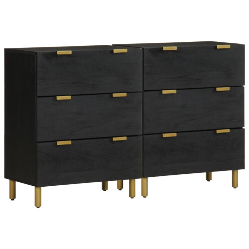 Berkfield Sideboards 2 pcs Black 60x33x75 cm Engineered Wood