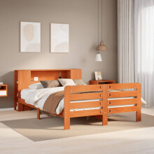 Berkfield Bed Frame without Mattress Wax Brown 140x200 cm Solid Wood Pine