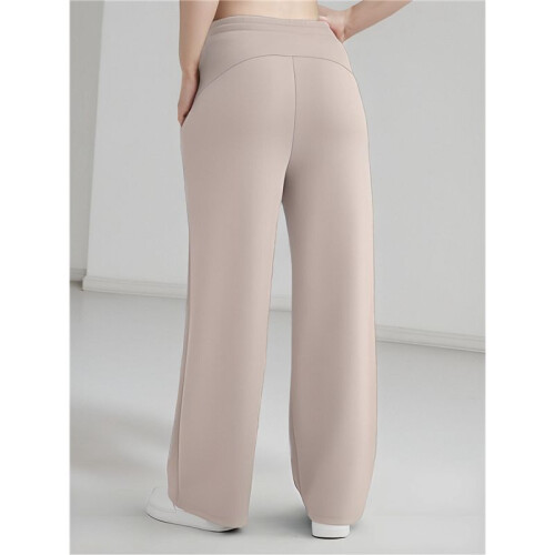 Dames High Waisted Baggy Sweatpants Khaki S 2