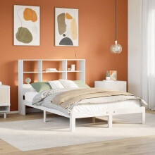 Berkfield Bookcase Bed without Mattress White 140x200cm Solid Wood Pine