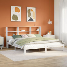 Berkfield Bookcase Bed without Mattress White 180x200 cm Super King Solid Wood Pine