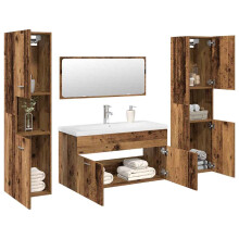 Berkfield 5 Piece Bathroom Furniture Set Old Wood Engineered Wood