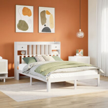Berkfield Bookcase Bed without Mattress White 160x200cm Solid Wood Pine