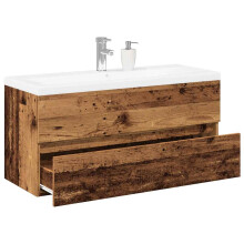 Berkfield Sink Cabinet with Built-in Basin Old Wood