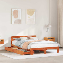Berkfield Bed Frame without Mattress Wax Brown 140x200 cm Solid Wood Pine