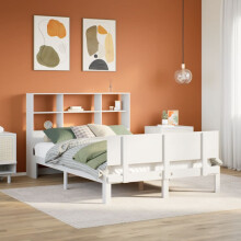 Berkfield Bookcase Bed without Mattress White 140x200cm Solid Wood Pine