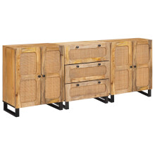 Berkfield Sideboard 3 pcs Brown 180 x 33 x 75 cm Solid Mango Wood