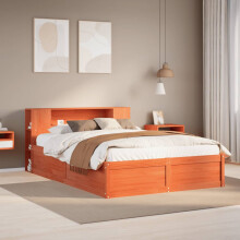 Berkfield Bed Frame without Mattress Wax Brown 140x190 cm Solid Wood Pine