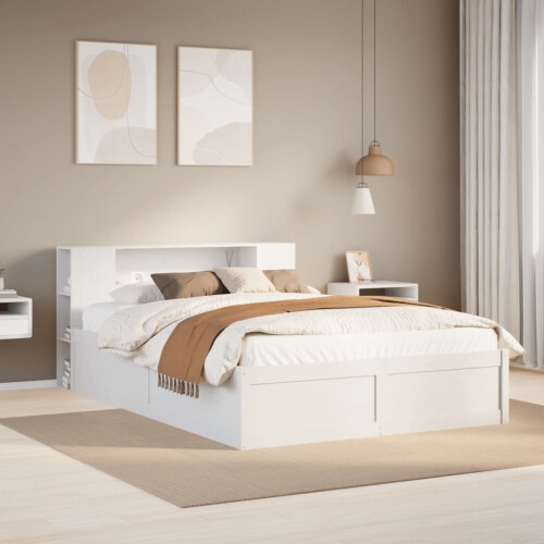 Berkfield Bed Frame without Mattress White 140x190 cm Solid Wood Pine