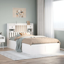 Berkfield Bed Frame without Mattress White 135x190 cm Double Solid Wood Pine