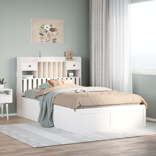 Berkfield Bed Frame without Mattress White 135x190 cm Double Solid Wood Pine