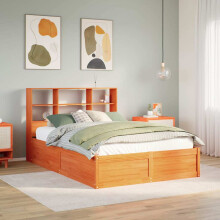Berkfield Bed Frame without Mattress Wax Brown 135x190 cm Double Solid Wood Pine
