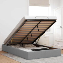 Berkfield Ottoman Bed Frame without Mattress Light Grey Double Fabric