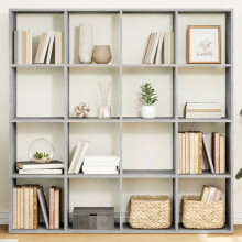 Berkfield Book Cabinet Concrete Grey 137.5x29x137.5 cm Engineered Wood
