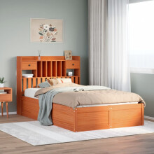 Berkfield Bed Frame without Mattress Wax Brown 135x190 cm Double Solid Wood Pine