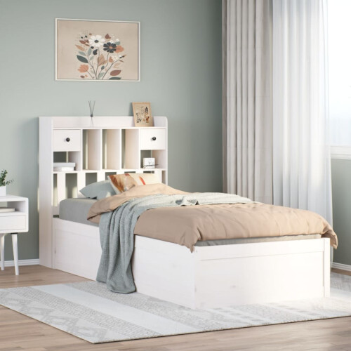 Berkfield Bed Frame without Mattress White 75x190 cm Small Single Solid Wood Pine