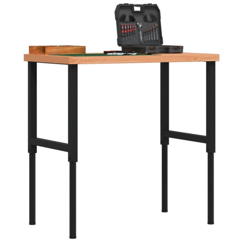 Berkfield Workbench 100x60x(73-99.5) cm Solid Wood Beech Rectangular