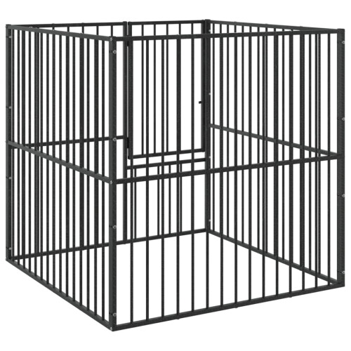 Berkfield Dog Playpen 4 Panel Black Galvanised Steel 1