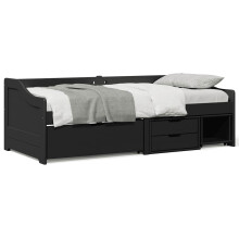 Berkfield Day Bed with 3 Drawers without Mattress IRUN Black 90x200 cm