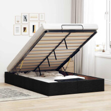 Berkfield Ottoman Bed Frame without Mattress Black Double Fabric