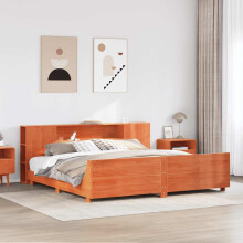 Berkfield Bed Frame without Mattress Wax Brown 200x200 cm Solid Wood Pine