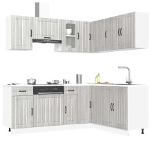 Berkfield 11 Piece Kitchen Cabinet Set Lucca Grey Sonoma Engineered Wood