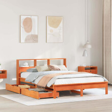 Berkfield Bookcase Bed without Mattress Wax Brown 150x200 cm King Size Solid Wood Pine