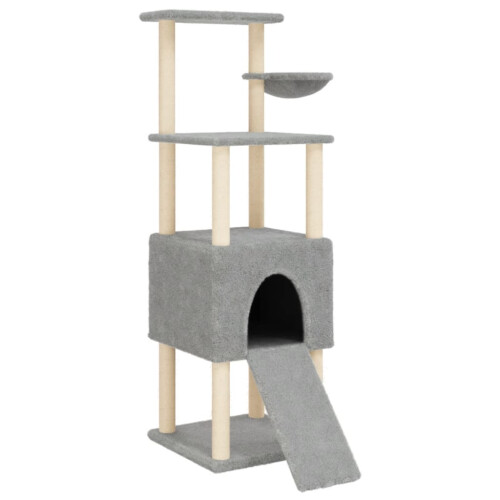 Berkfield Cat Tree with Sisal Scratching Posts Light Grey 153 cm 1