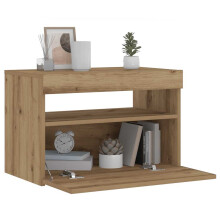 Berkfield Bedside Cabinet with LED Lights Artisan Oak 60x35x40 cm Engineered Wood