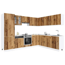Berkfield 14 Piece Kitchen Cabinet Set Kalmar Old Wood Engineered Wood