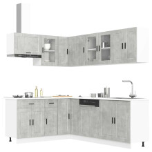 Berkfield 11 Piece Kitchen Cabinet Set Porto Concrete Grey Engineered Wood