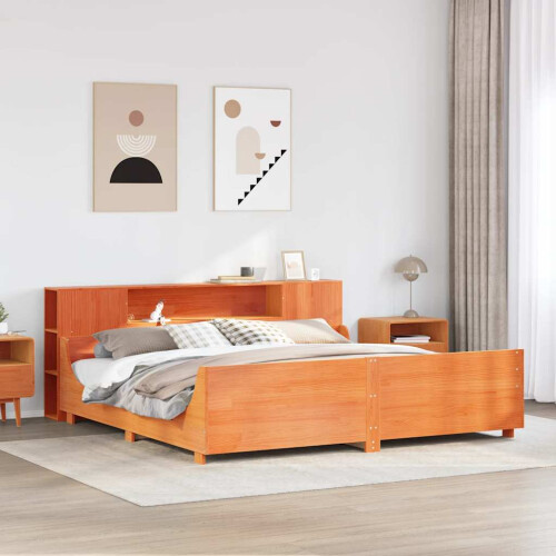 Berkfield Bed Frame without Mattress Wax Brown 200x200 cm Solid Wood Pine