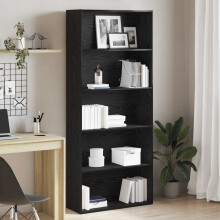 Berkfield Book Cabinet Black Oak 80x30x189 cm Engineered Wood