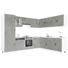 Berkfield 14 Piece Kitchen Cabinet Set Lucca Concrete Grey Engineered Wood