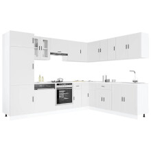 Berkfield 14 Piece Kitchen Cabinet Set Porto White Engineered Wood