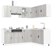 Berkfield 11 Piece Kitchen Cabinet Set Porto Grey Sonoma Engineered Wood