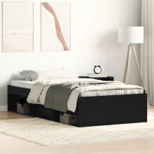 Berkfield Bed Frame without Mattress Black Oak 75x190 cm Engineered Wood