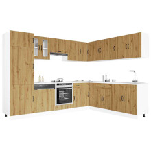 Berkfield 14 Piece Kitchen Cabinet Set Lucca Artisan Oak Engineered Wood